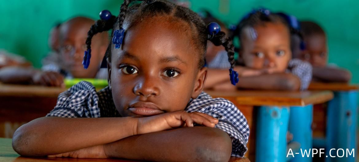 在海地西南部，学生们在一所学校上课。